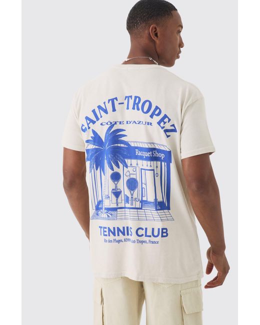 BoohooMAN White Oversized Saint Tropez Print T-shirt for men