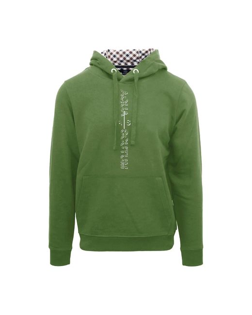 Aquascutum Green Lacoste Lettering Hooded Neck Long Sleeve Sweatshirt for men