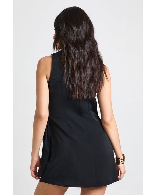 Boohoo Black Cowl Neck Drape Side Woven Mini Dress
