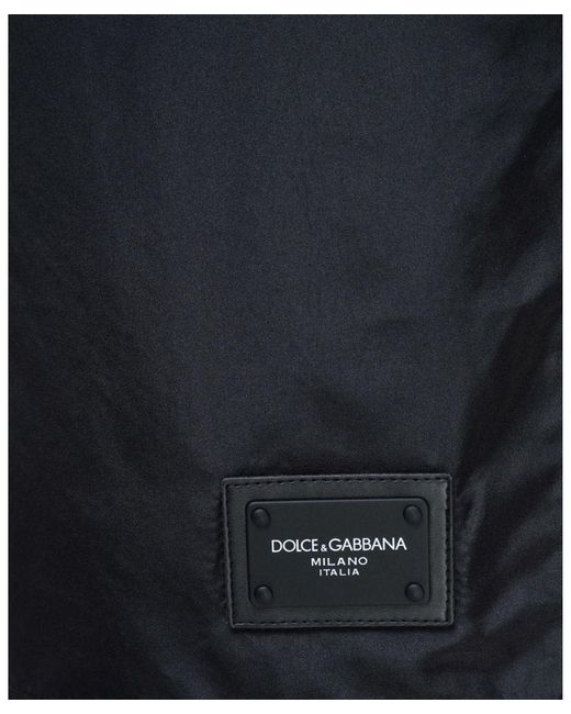Dolce & Gabbana Blue Plaque Plate Drawstring Swimshorts for men