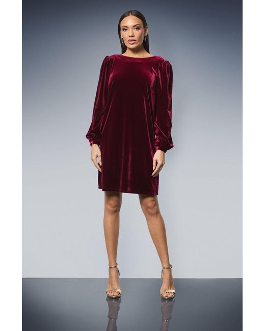 Wallis Red Velvet Cowl Back Shift Dress