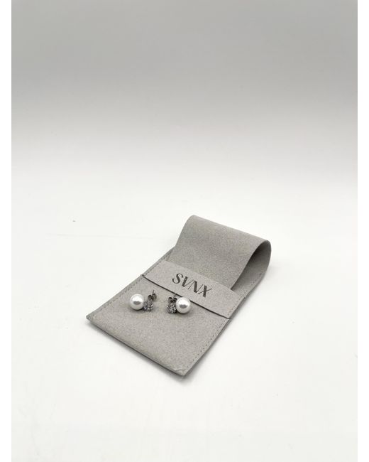 SVNX Gray Large Pearl Diamante Earrings