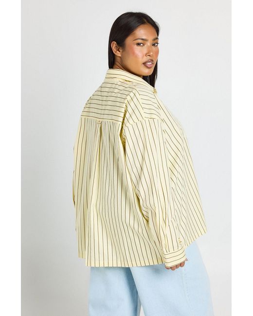 Boohoo Natural Plus Stripe Cotton Oversized Shirt