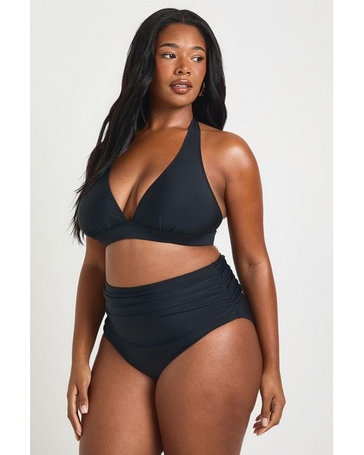 Boohoo Blue Plus Essentials Ruched High Waist Brief