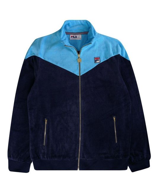 Fila Blue Navy / Aquarius 'gus Chevron' Velour Track Jacket Cotton for men