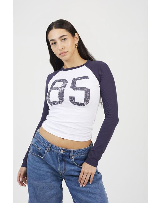 Brave Soul White Long Raglan Sleeve Graphic T-Shirt