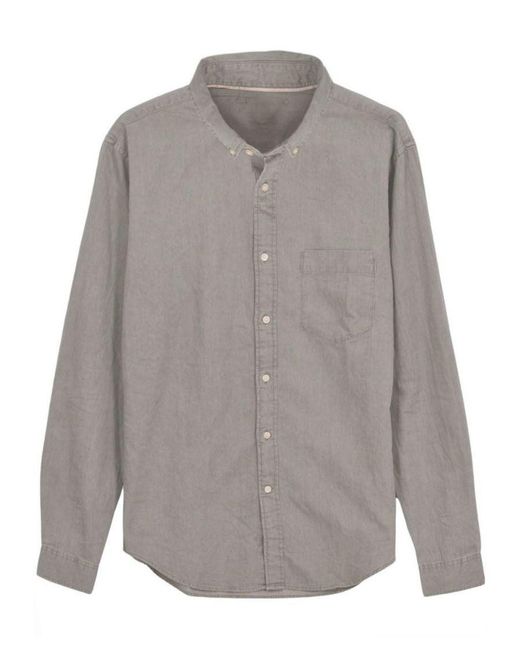 Uniqlo Gray Chambray Denim Cotton Shirt for men
