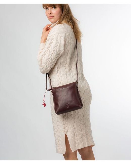 Conkca Purple 'Nikita' Plum Leather Cross Body Bag