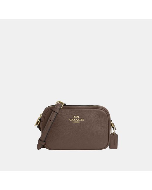 COACH Brown Refined Pebbled Leather Mini Jamie Camera Bag