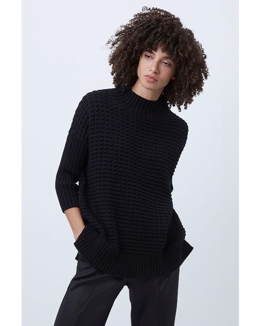 French Connection Blue Dark Ribbed Knit Oversized Jumper