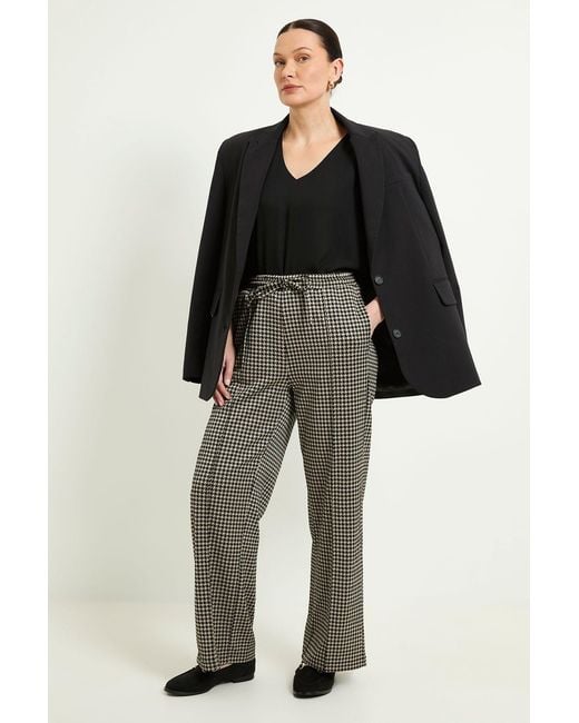 Wallis Black Dogtooth Ponte Drawstring Trouser