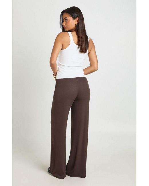 Boohoo White Rib Wide Leg Trouser