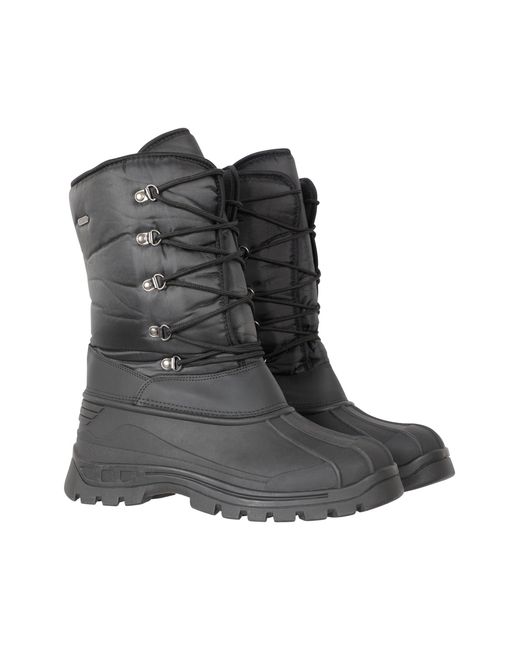 Mountain Warehouse Black 'Plough' Snow Boots With Heel & Toe Bumper Proof Shoes Textile for men