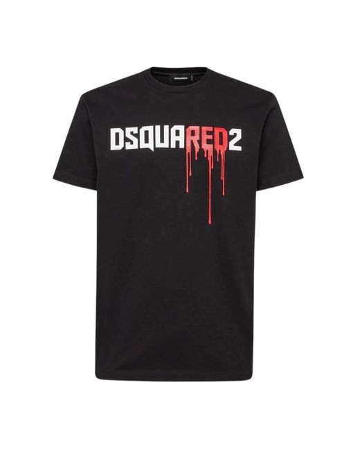 DSquared² Black Bloody Logo T-Shirt Cotton for men