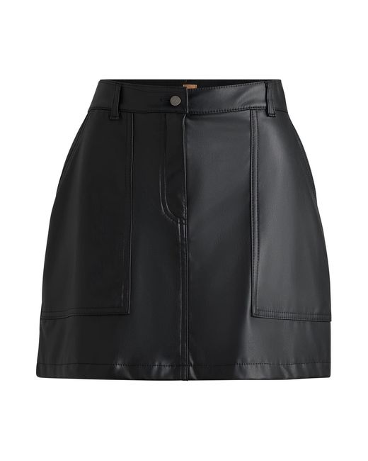 Boss Black Leather Mini A-Line Skirt
