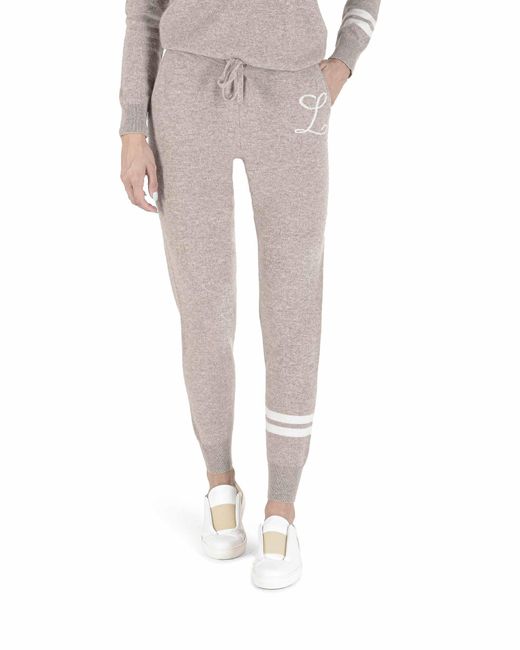 Crown of Edinburgh Cashmere White Track Pants Morningside L