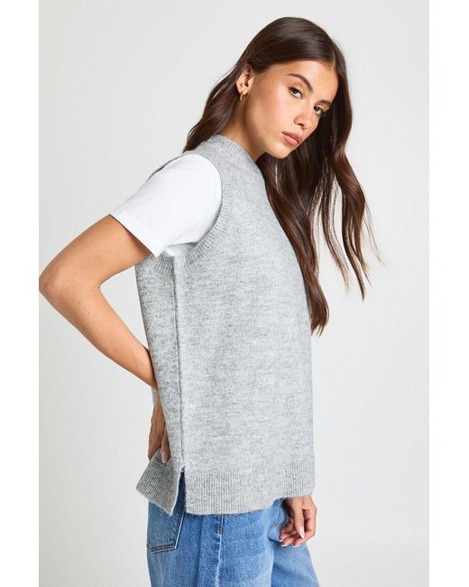 Boohoo White Soft Knit Crew Neck Knitted Tank