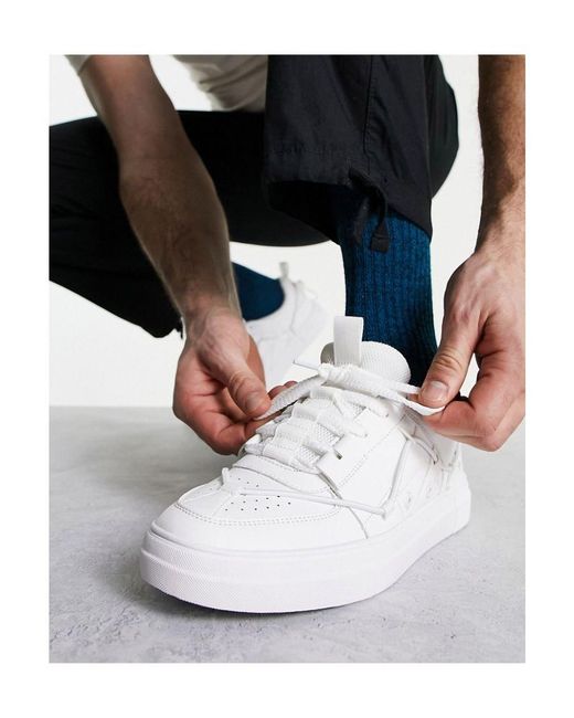 ASOS White Lace Up Panelled Trainers for men