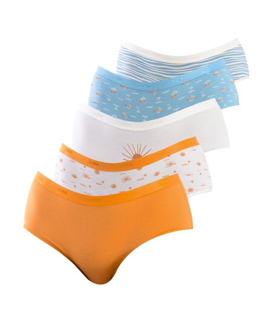 Dim Orange Pack-5 Cotton Stretch Comfort Panties D4C17