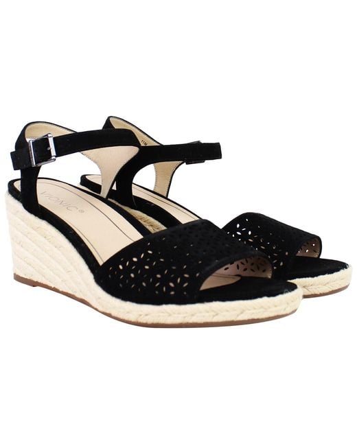 Vionic Black Ariel Wedges Suede