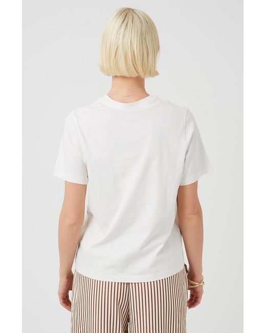 Brave Soul White Cotton T-Shirt With Crochet Chest Pocket
