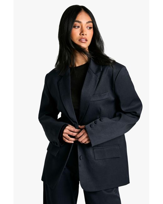Boohoo Blue Tailored Oversized Slouchy Blazer