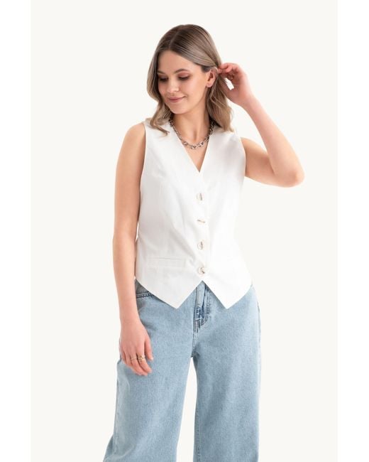 Hiccup Blue V Neck Buttoned Waistcoat