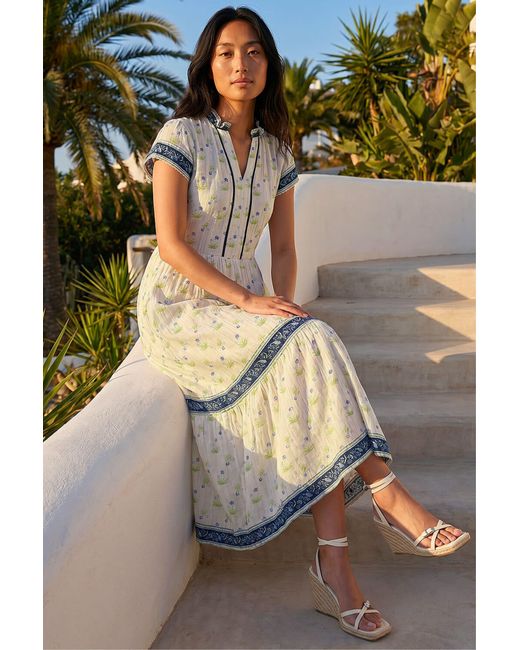 Roman White Petite Floral Print Tiered Midi Dress