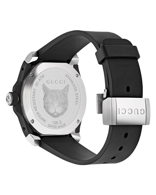 Gucci Black Ya136320 Feline Motif Dial Watch for men