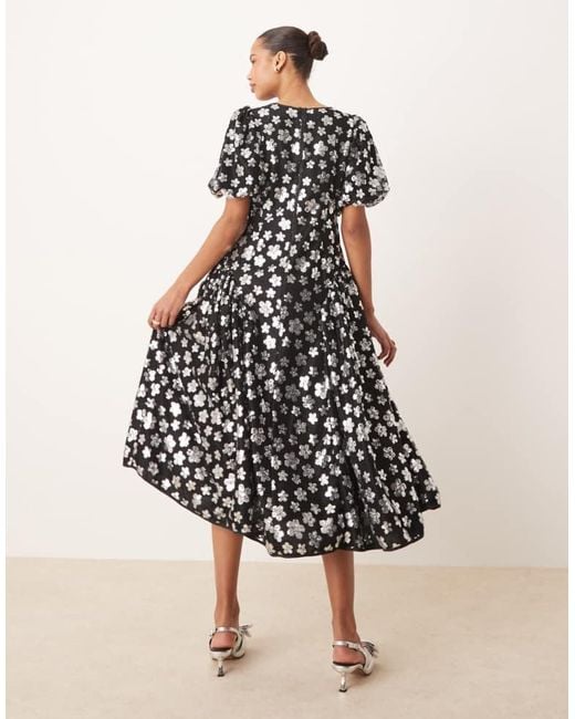 Sister Jane White Dream Embellished Floral Midi Dress