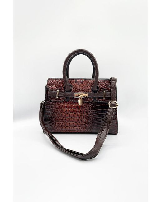 SVNX Black Croc-Print Handbag