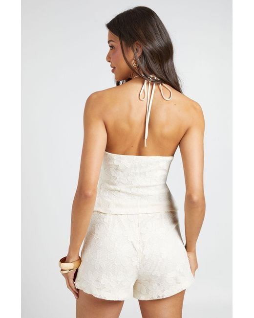 Boohoo White Ditsy Crochet High Waist Shorts