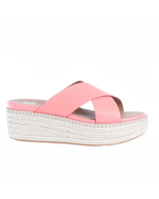 Fitflop Fit Flop Eloise Espadrille Wedge Cross Slide Sandalen in het Pink