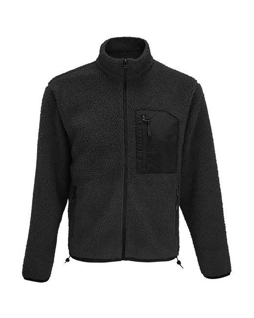 Sol's Black Adult Fury Sherpa Fleece Jacket (Carbon/