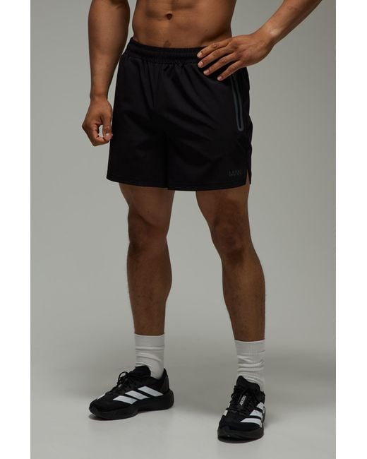 BoohooMAN Black Active Stretch Woven Contrast Trim 5Inch Shorts for men