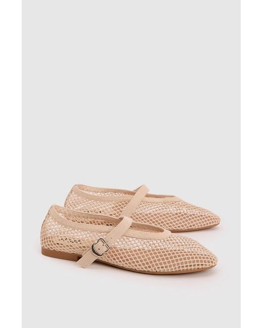 Faith Pink Shelly Netted Faux Leather Ballet Flats