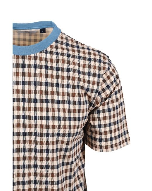 Aquascutum Brown Club Check T-Shirt Avio for men