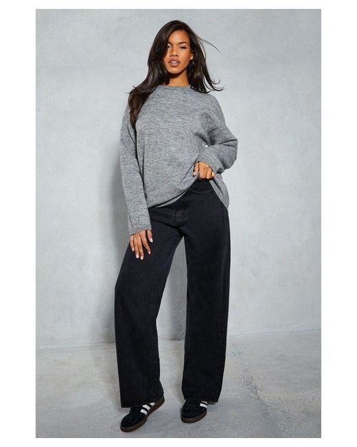 MissPap Gray Premium Knitted Mohair Oversized Jumper
