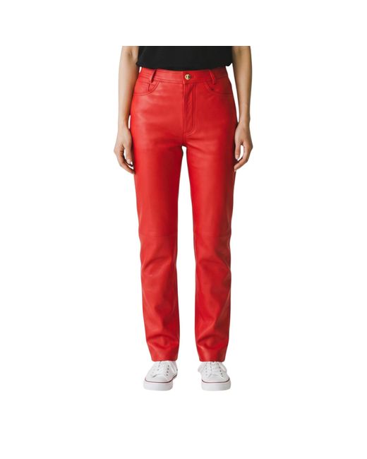Infinity Leather Red Lamb 501 Biker Jeans