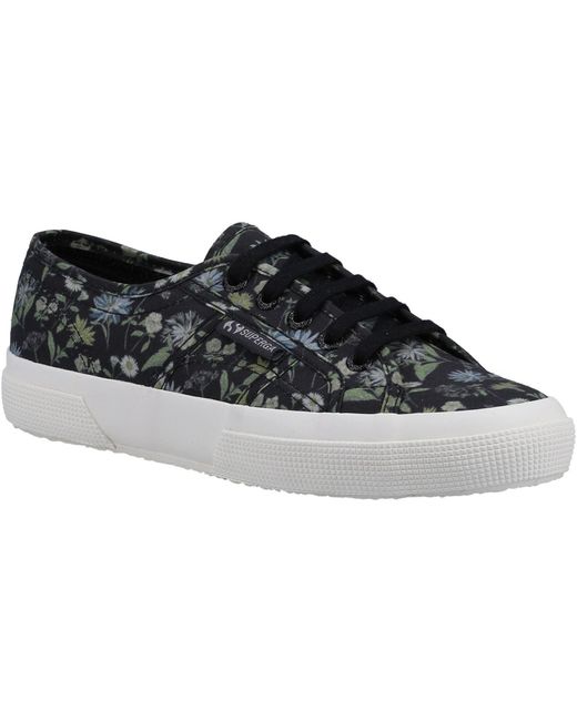 Superga Black 2750 Floral Print Cotton /Floral Trainers