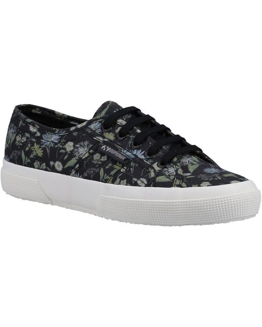 Superga Black 2750 Floral Print Cotton /Floral Trainers