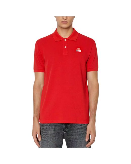 DIESEL Red T-Smith-Div Polo Shirts Golf Tee for men
