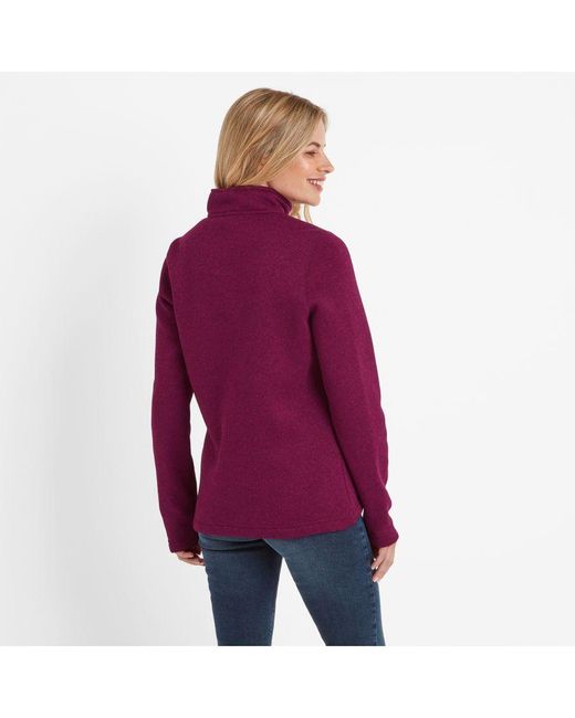 TOG24 Red Pearson Knitlook Fleece Zipneck Berry Marl