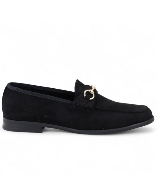 Infinity Leather Black Suede Moccasin Lined Loafers Faux Leather for men