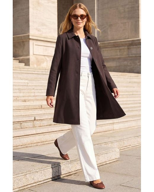 Roman Black Buttoned Swing Coat