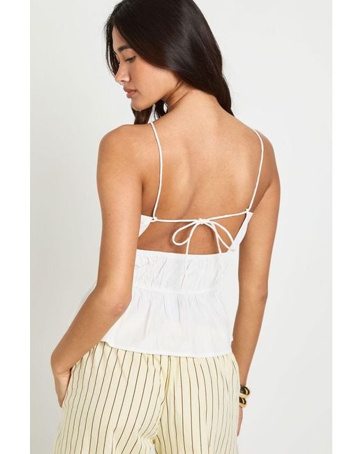 Boohoo White Poplin Tiered Peplum Top