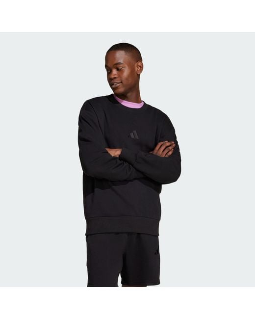 Adidas Black All Szn French Terry Crew Sweatshirt for men