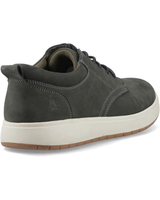 Hush Puppies Black Bowen Leather Dark Lace-Up Shoes for men