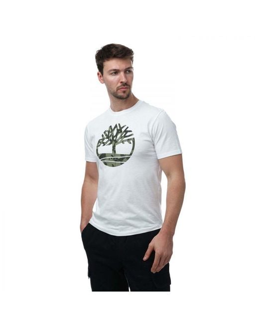 Timberland Northwood Camo Logo T-shirt In Wit in het White voor heren