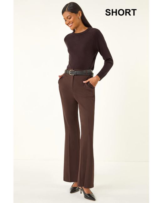 Roman Brown Bootcut Crepe Stretch Trousers